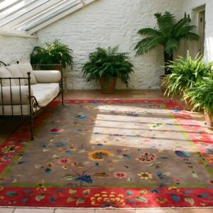 Antique Art Deco Chinese Floral Purple / Lavender / Mauve, Red 1920s Rug (SKU 24573) - room view