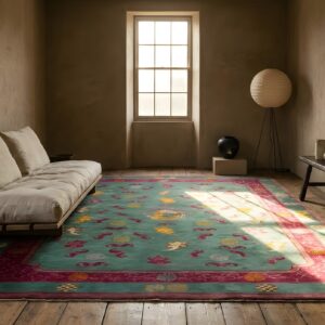 Antique Art Deco Chinese Geometric Knotted Rug (SKU 24574) - room view