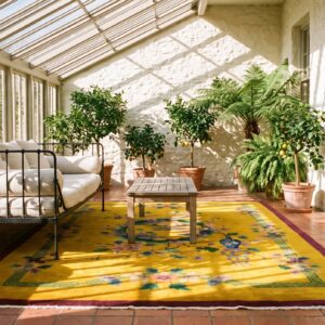Antique Art Deco Chinese Medallion Yellow 1920s Rug (SKU 24310) - room view