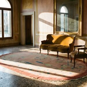 Antique Art Deco Chinese Oval Coral Area Rug - Artistic Design (SKU 24165) - room view