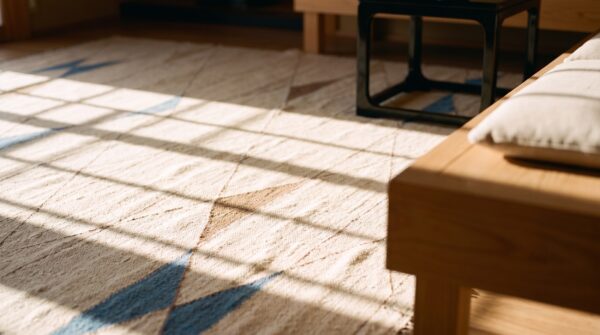 Antique art deco - european french flat weave rug (sku 21112) - in-room detail