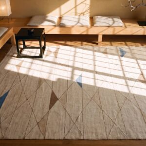 Antique Art Deco - European French Flat Weave Rug (SKU 21112) - styled overhead view
