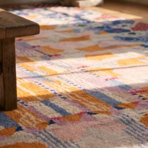 Antique Art Deco French Geometric Medallion Hand Knotted Pile Rug (SKU 22545) - in-room detail