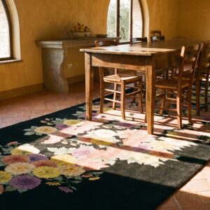 Antique Art Deco Large Hallway Runner Wool Black Rug (SKU 24280) - room view
