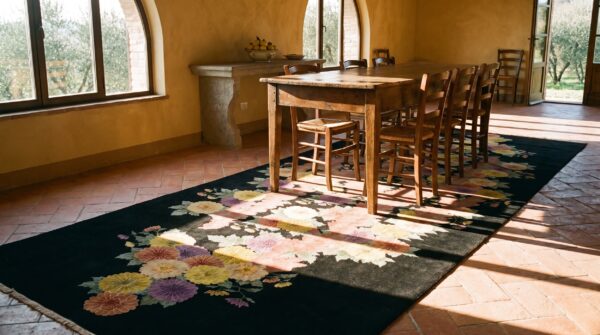 Antique art deco large hallway runner wool black rug 10 Antique art deco large hallway runner wool black rug (sku 24280) - room view