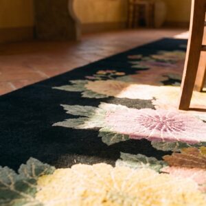 Antique Art Deco Large Hallway Runner Wool Black Rug (SKU 24280) - in-room detail