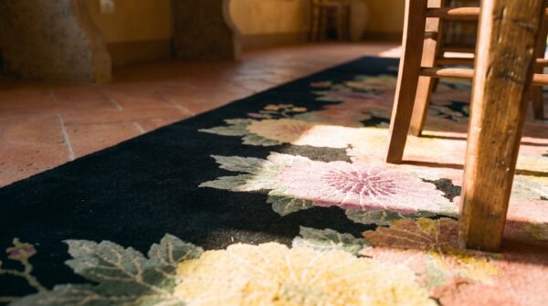 Antique art deco large hallway runner wool black rug 11 Antique art deco large hallway runner wool black rug (sku 24280) - in-room detail