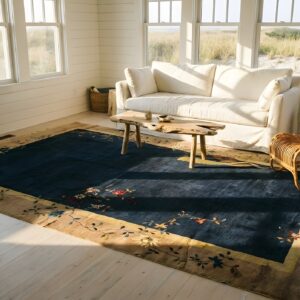 Antique Art Deco Large Room Size Wool Blue Rug (SKU 24298) - room view