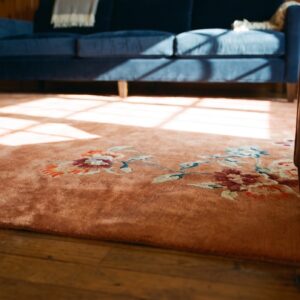 Antique Art Deco Large Room Size Wool Coral Rug (SKU 24195) - in-room detail