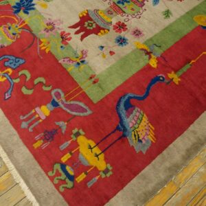 Antique Art Deco Large Room Size Wool Grey Rug (SKU 24117) - room view
