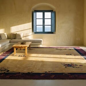 Antique Art Deco Large Room Size Wool Yellow Rug (SKU 24065) - in-room detail