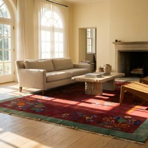 Antique Art Deco Medium Wool Red Rug (SKU 23871) - room view