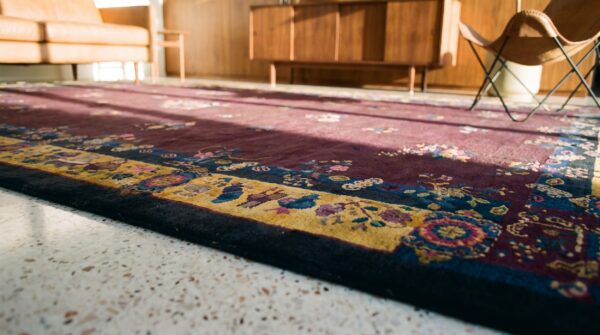 Antique art deco oversized large oversized big rug wool purple 10 Antique art deco oversized large oversized big rug wool purple (sku 24446) - in-room detail