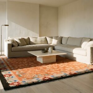 Antique Art Deco Room Size Wool Black Coral Chinese Rug (SKU 23984) - room view