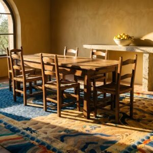 Antique Art Deco Room Size Wool Blue, Multicolor Rug (SKU 24577) - room view