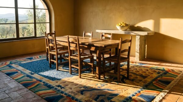 Antique art deco room size wool blue, multicolor rug 8 Antique art deco room size wool blue, multicolor rug (sku 24577) - room view