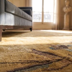 Antique Art Deco Room Size Wool Brown, Camel Rug (SKU 24520) - in-room detail