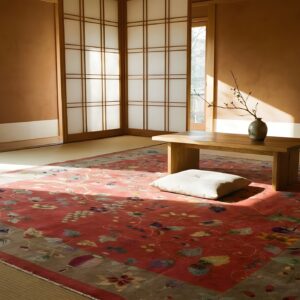 Antique Art Deco Room Size Wool Coral Allover Rug (SKU 23825) - room view