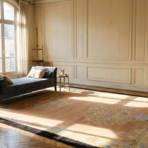 Antique Art Deco Room Size Wool Coral Floral Rug (SKU 23678) - room view