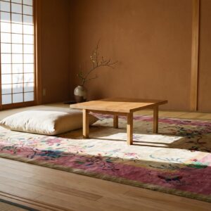 Antique Art Deco Room Size Wool Ivory, Pink Rug (SKU 24355) - room view