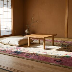 Antique Art Deco Room Size Wool Ivory, Pink Rug (SKU 24355) - in-room detail