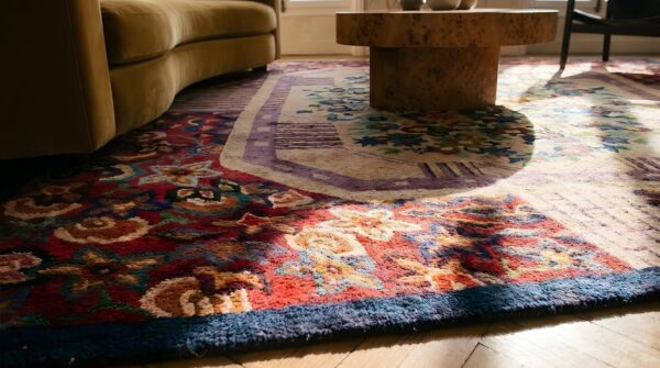 Antique art deco room size wool multi rug (sku 24108) - in-room detail