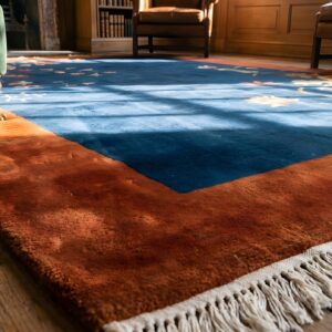 Antique Art Deco Room Size Wool Navy Rug (SKU 22924) - in-room detail