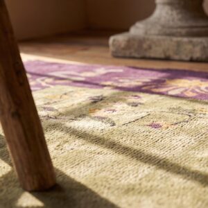 Antique Art Deco Room Size Wool Olive, Purple Rug (SKU 24182) - in-room detail