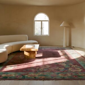 Antique Art Deco Room Size Purple Wool Rug (SKU 23898) - room view
