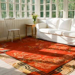 Antique Art Deco Room Size Wool Red Marvelous Rug (SKU 24623) - room view