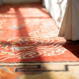 Antique Art Deco Room Size Wool Red Marvelous Rug (SKU 24623) - in-room detail