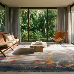 Antique Art Deco Room Size Wool Taupe Rug (SKU 23867) - room view