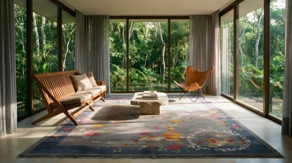 Antique art deco room size wool taupe rug 7 Antique art deco room size wool taupe rug (sku 23867) - room view