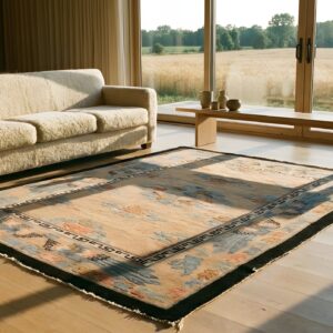 Antique Art Deco Small Scatter Size Wool Beige Rug (SKU 24062) - room view