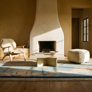 Antique Art Deco Small Scatter Size Wool Blue Rug (SKU 24103) - room view