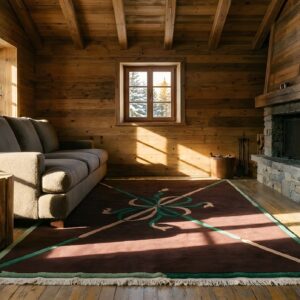 Antique Art Deco Small Scatter Size Wool Chocolate Rug (SKU 24070) - room view