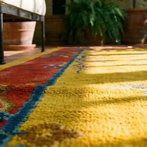 Antique Art Deco Small Scatter Size Wool Pink, Yellow Rug (SKU 24243) - in-room detail