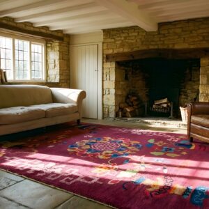 Antique Art Deco Small Scatter Size Purple Wool Rug (SKU 24244) - room view
