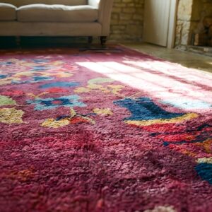 Antique Art Deco Small Scatter Size Purple Wool Rug (SKU 24244) - in-room detail