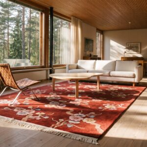 Antique Art Deco Small Scatter Size Wool Red Rug (SKU 24186) - room view