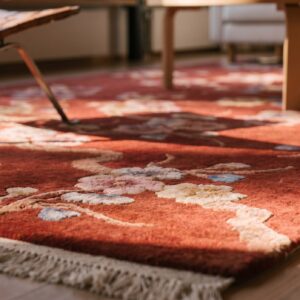 Antique Art Deco Small Scatter Size Wool Red Rug (SKU 24186) - in-room detail