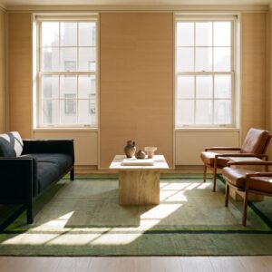 Antique Art Deco Square French Geometric Flat Weave Rug (SKU 24268) - room view