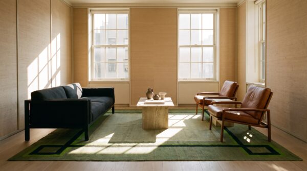 Antique art deco square french geometric flat weave rug 8 Antique art deco square french geometric flat weave rug (sku 24268) - room view