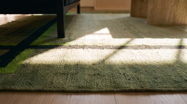 Antique art deco square french geometric flat weave rug 9 Antique art deco square french geometric flat weave rug (sku 24268) - in-room detail