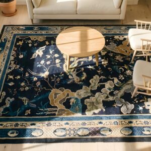 Artistic Animal Design Antique Room Size Chinese Peking Rug (SKU 25167) - styled overhead view