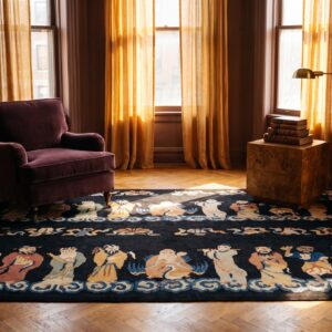 Antique Artistic Chinese Figural Scholars Pattern Art Deco Hallway Runner Rug (SKU 24689) - room view