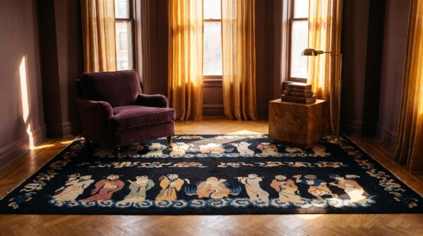 Antique artistic chinese figural scholars pattern art deco hallway runner rug 8 Antique artistic chinese figural scholars pattern art deco hallway runner rug (sku 24689) - room view