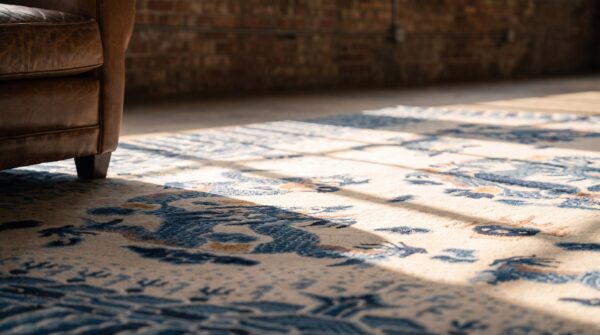 Antique artistic five clawed chinese dragons room size ningxia rug 7 Antique artistic five clawed chinese dragons room size ningxia rug (sku 21022) - in-room detail