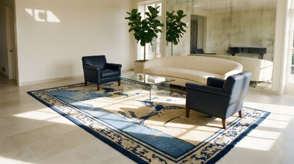 Artistic antique floral bird pattern wool pile hand knotted chinese rug (sku 21675) - room view