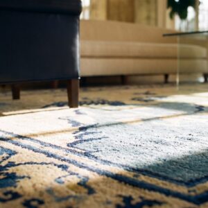 Artistic Antique Floral Bird Pattern Wool Pile Hand Knotted Chinese Rug (SKU 21675) - in-room detail